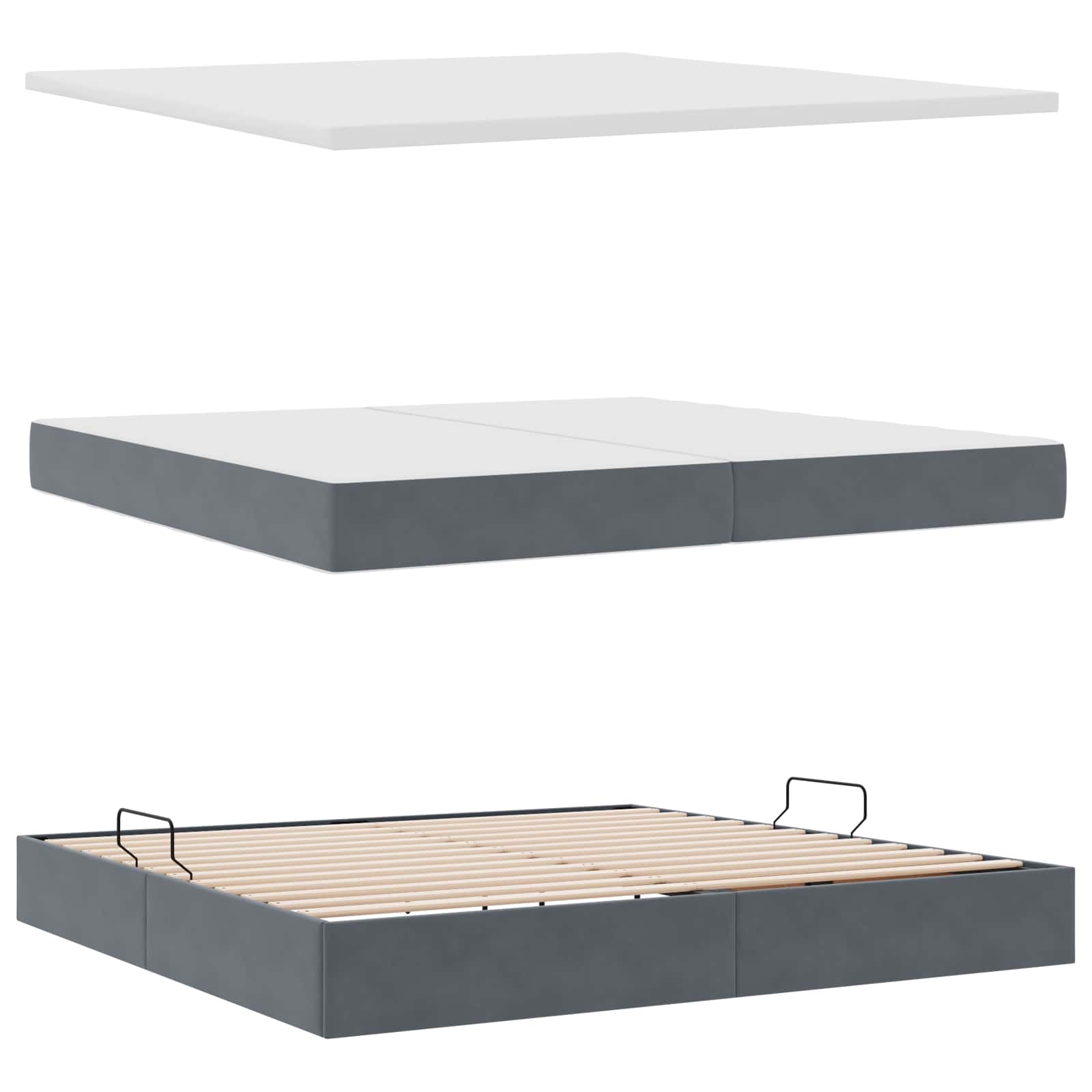Krevet s prostorom za pohranu s LED-om Tamno siva 200 x 200 cm