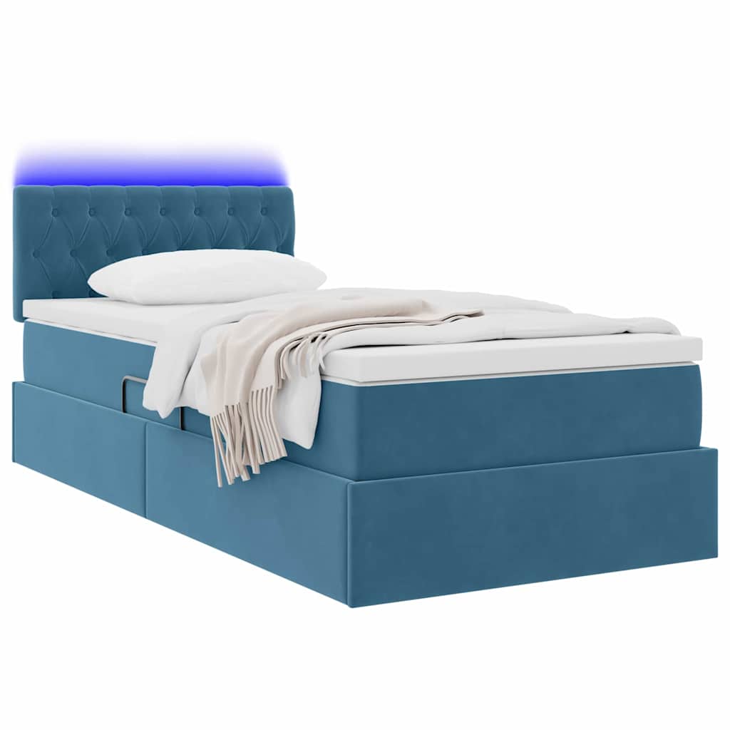 Krevet s prostorom za pohranu s LED-om Tamno plava 100 x 200 cm