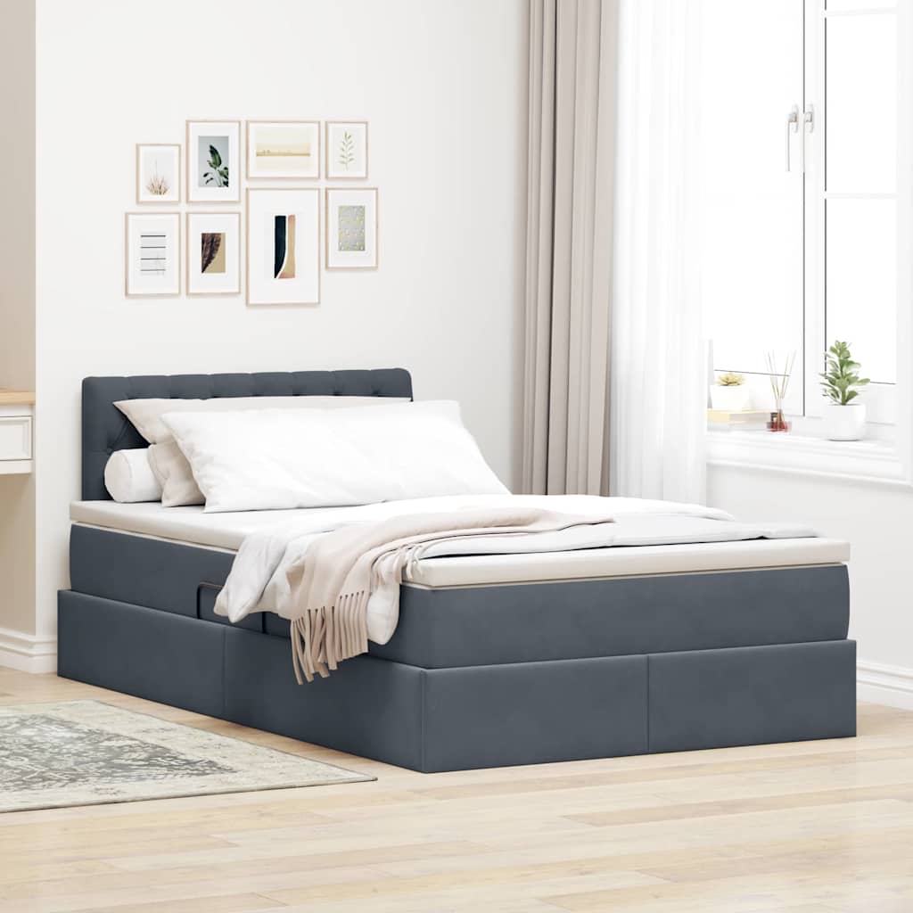 Krevet s prostorom za pohranu s LED-om Tamno siva 120 x 190 cm