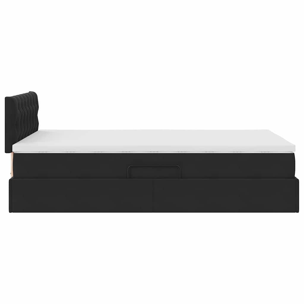 Krevet s prostorom za pohranu s LED-om Crna 120 x 190 cm Baršun