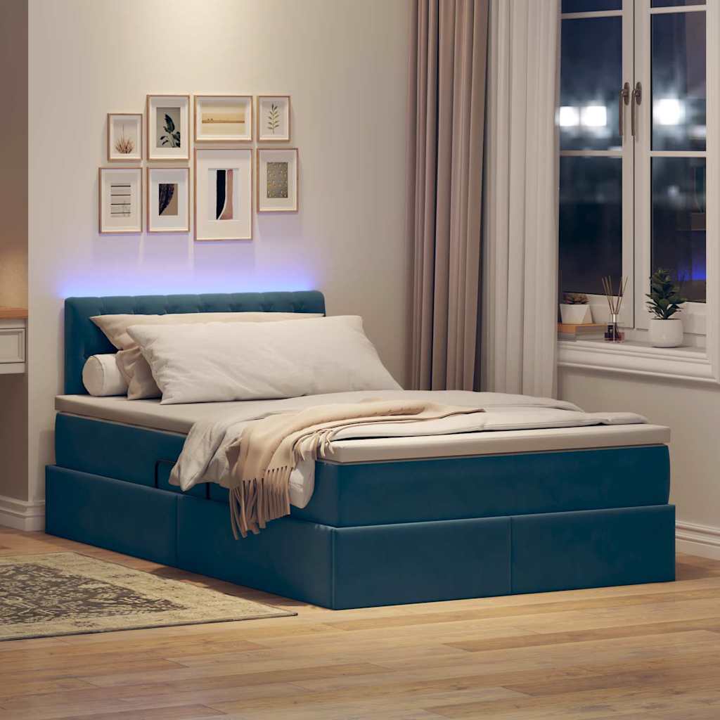 Krevet s prostorom za pohranu s LED-om Plava 120 x 190 cm