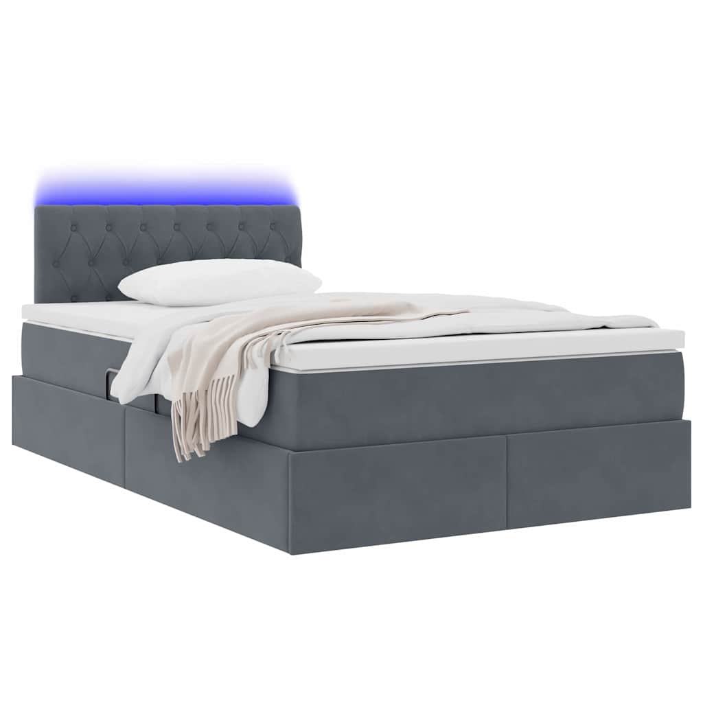 Krevet s prostorom za pohranu s LED-om Tamno siva 120 x 200 cm
