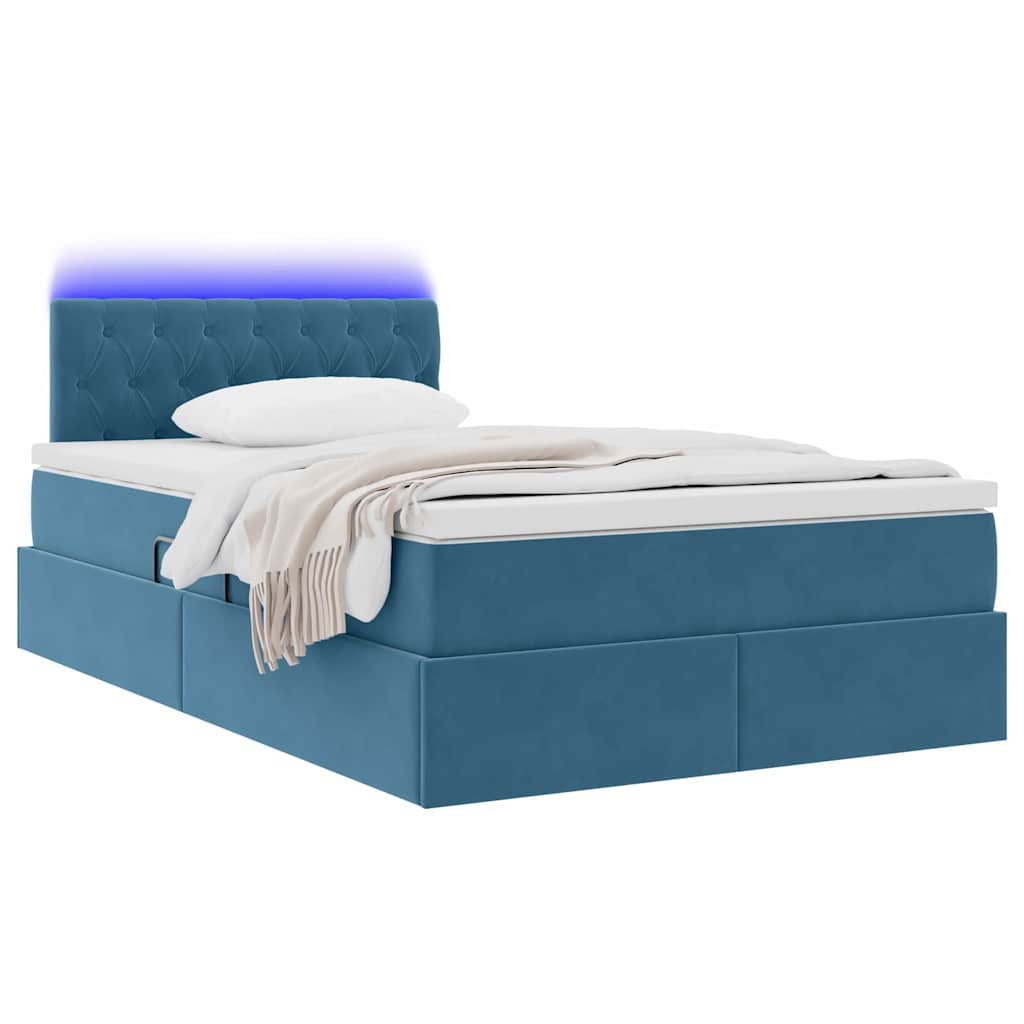 Krevet s prostorom za pohranu s LED-om Tamno plava 120 x 200 cm