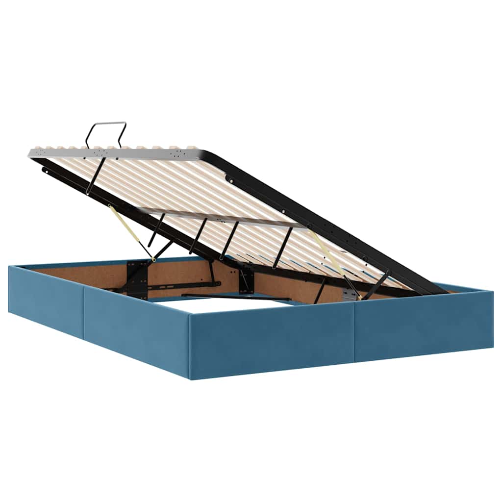 Krevet s prostorom za pohranu s LED-om Tamno plava 140 x 190 cm