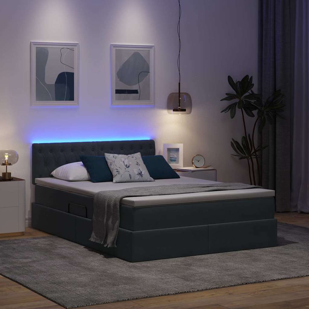 Krevet s prostorom za pohranu s LED-om Tamno siva 140 x 200 cm