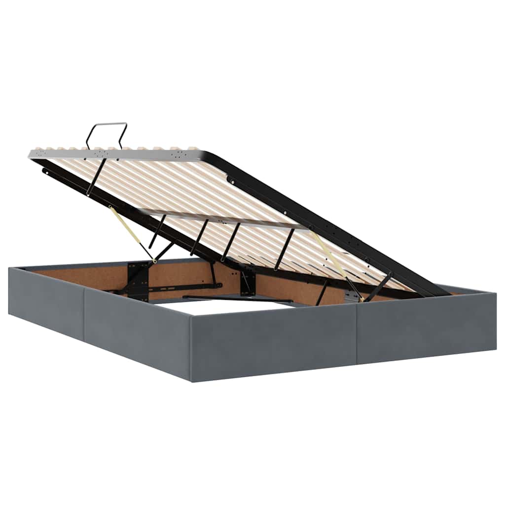 LED krevet za pohranu s madracem Tamnosiva 140 x 200 cm Baršun