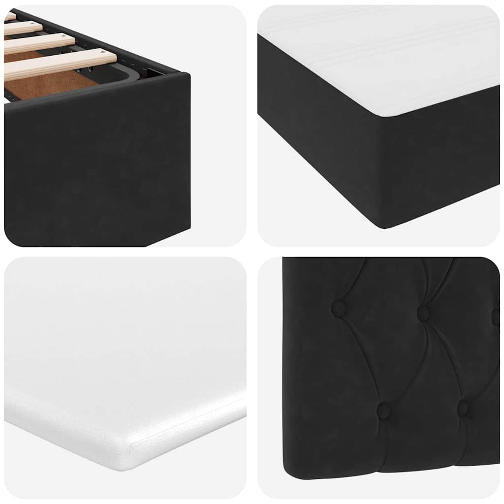 Krevet s prostorom za pohranu s LED-om Crna 160 x 200 cm Baršun