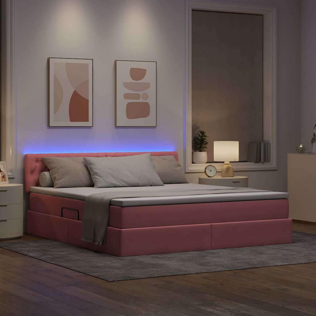 Krevet s prostorom za pohranu s LED-om Ružičasta 180 x 200 cm