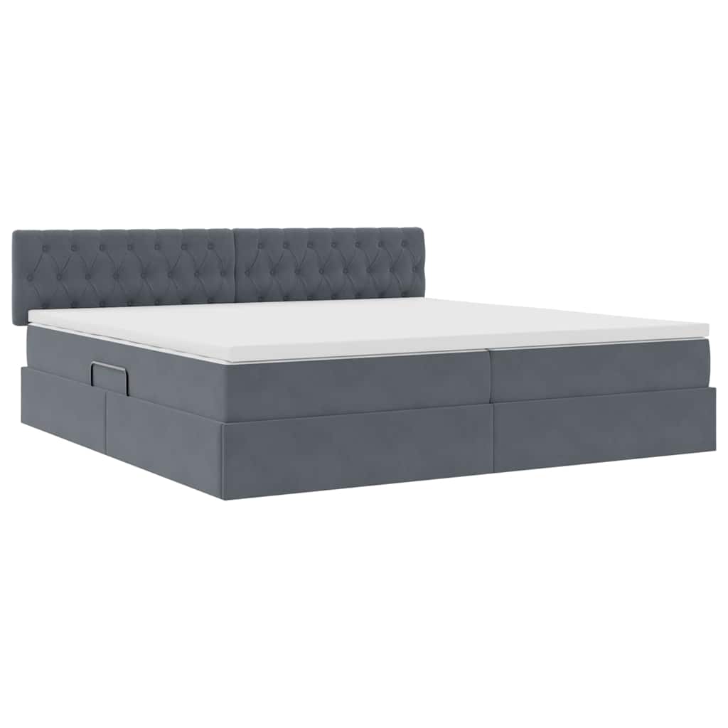 Krevet s prostorom za pohranu s LED-om Tamno siva 200 x 200 cm