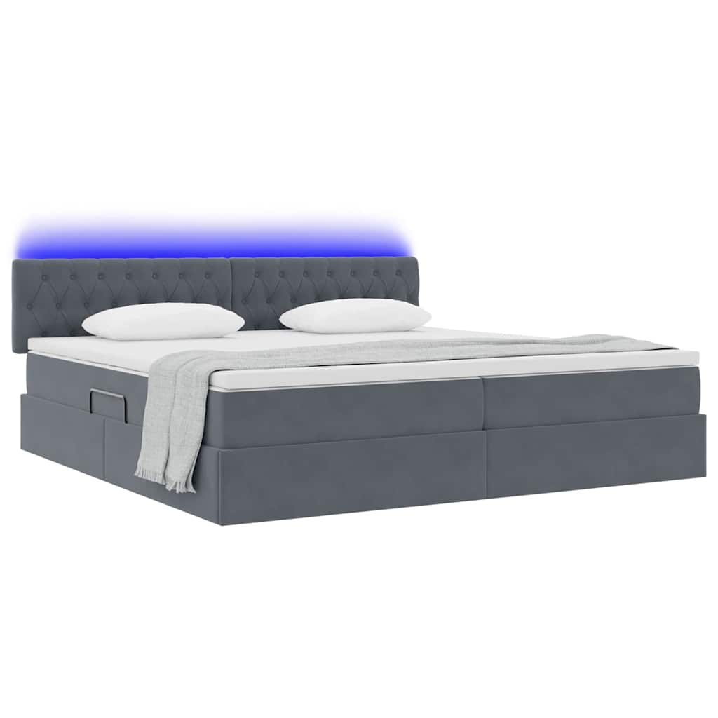 Krevet s prostorom za pohranu s LED-om Tamno siva 200 x 200 cm