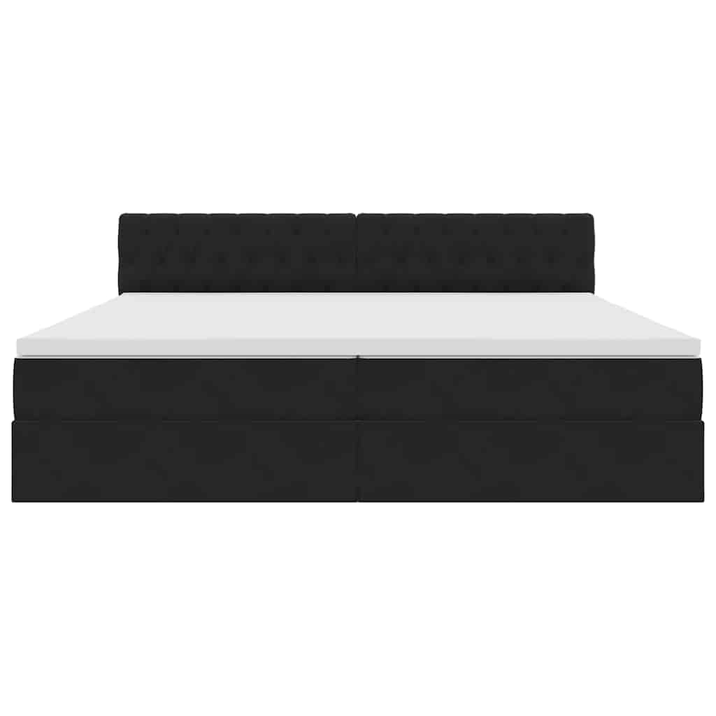 Krevet s prostorom za pohranu s LED-om Crna 200 x 200 cm Baršun
