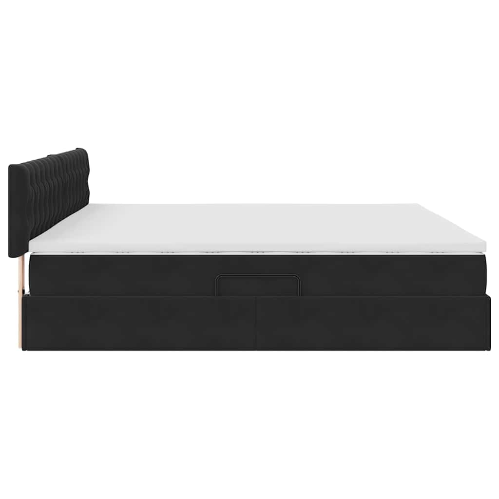 Krevet s prostorom za pohranu s LED-om Crna 200 x 200 cm Baršun