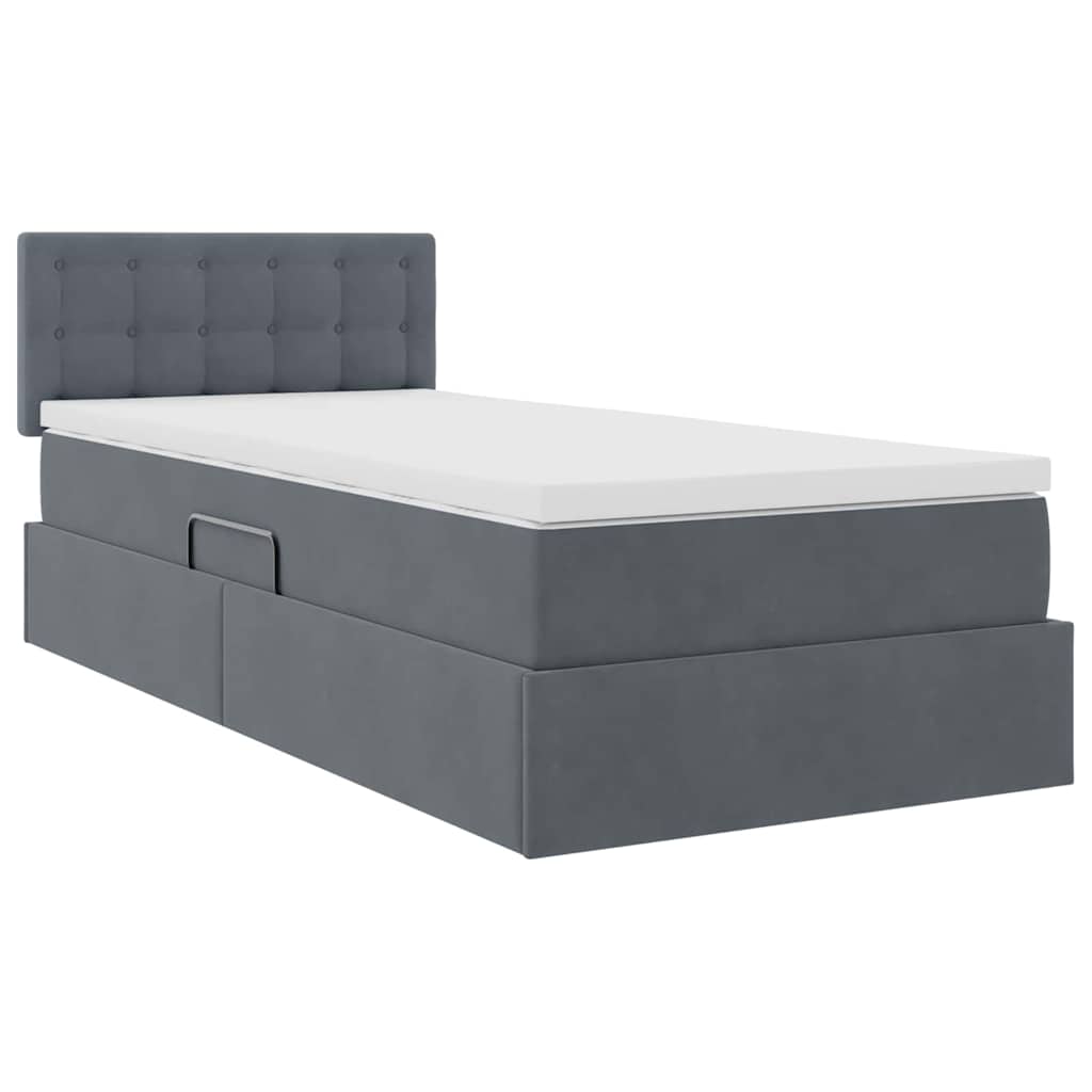Krevet s prostorom za pohranu s LED-om Tamno siva 90 x 190 cm