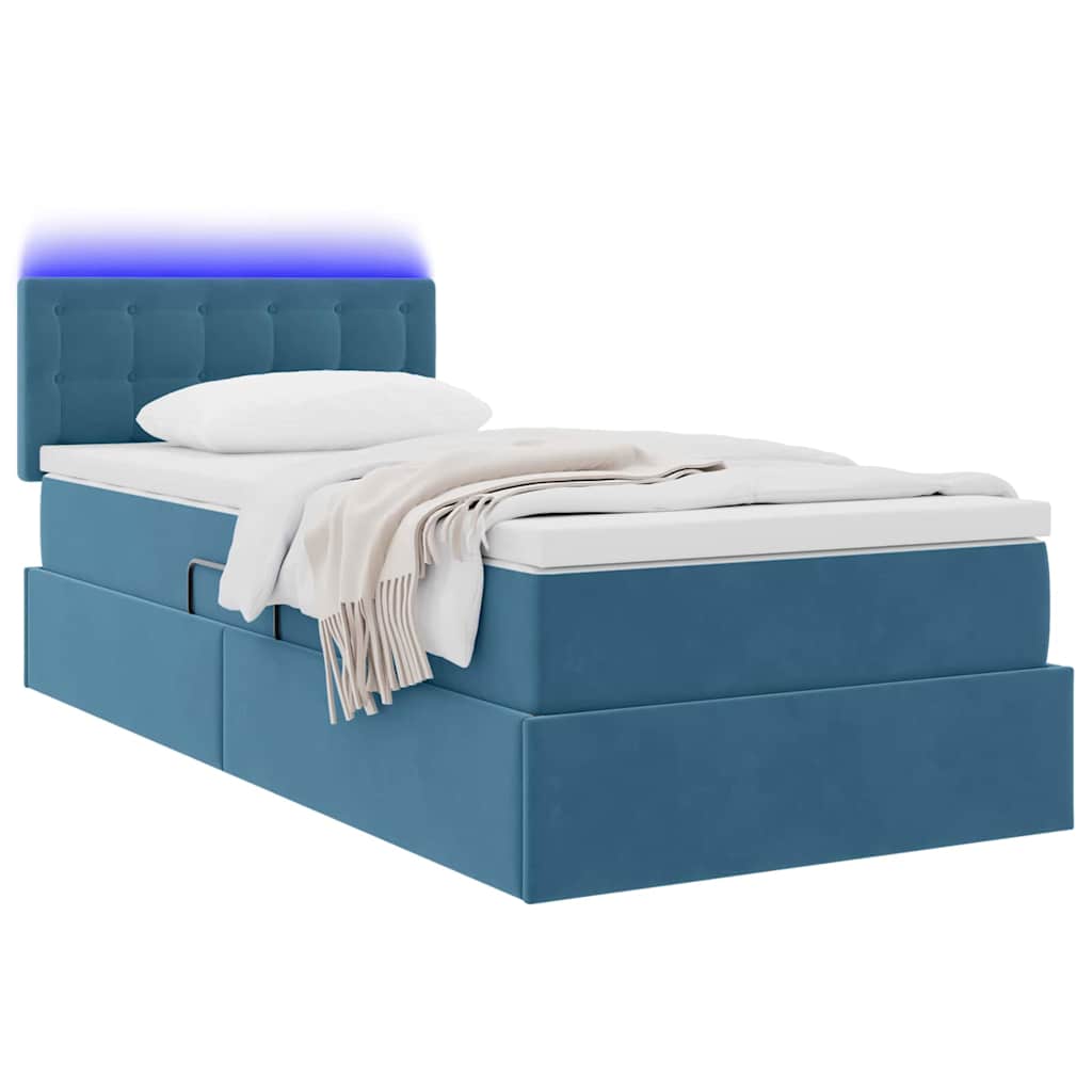 Krevet s prostorom za pohranu s LED-om Tamno plava 100 x 200 cm