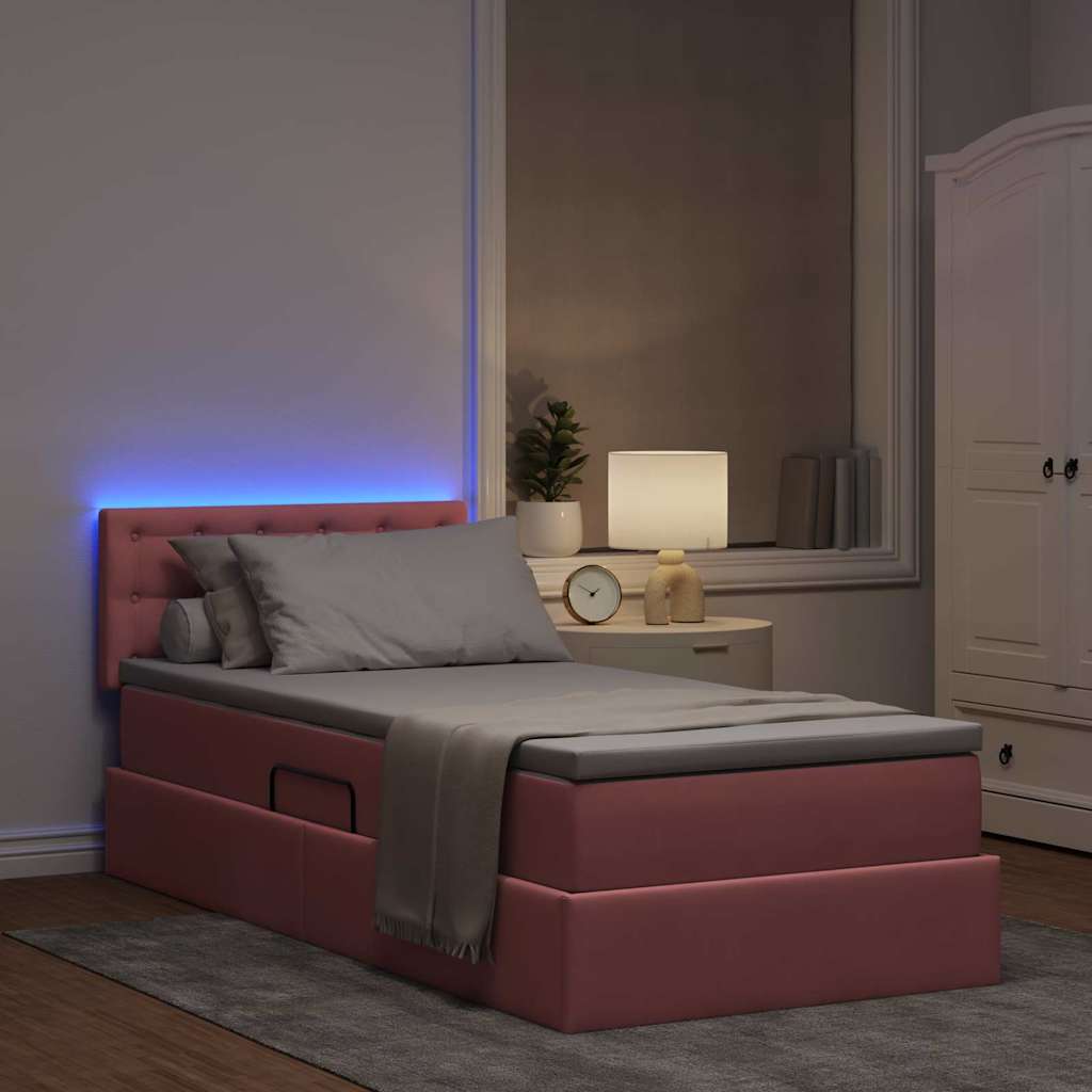Krevet s prostorom za pohranu s LED-om Ružičasta 100 x 200 cm