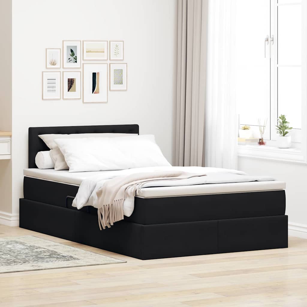 Krevet s prostorom za pohranu s LED-om Crna 120 x 200 cm Baršun
