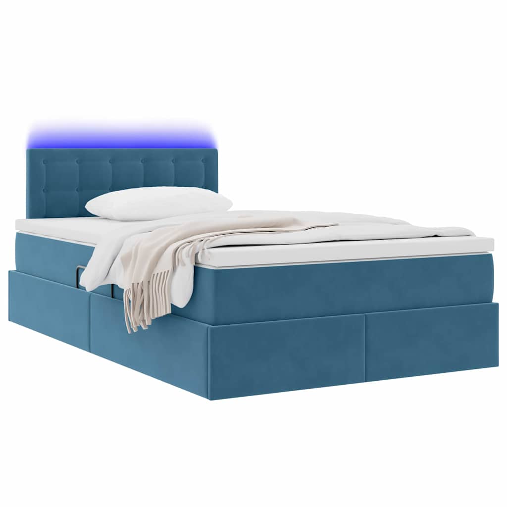 Krevet s prostorom za pohranu s LED-om Tamno plava 120 x 200 cm