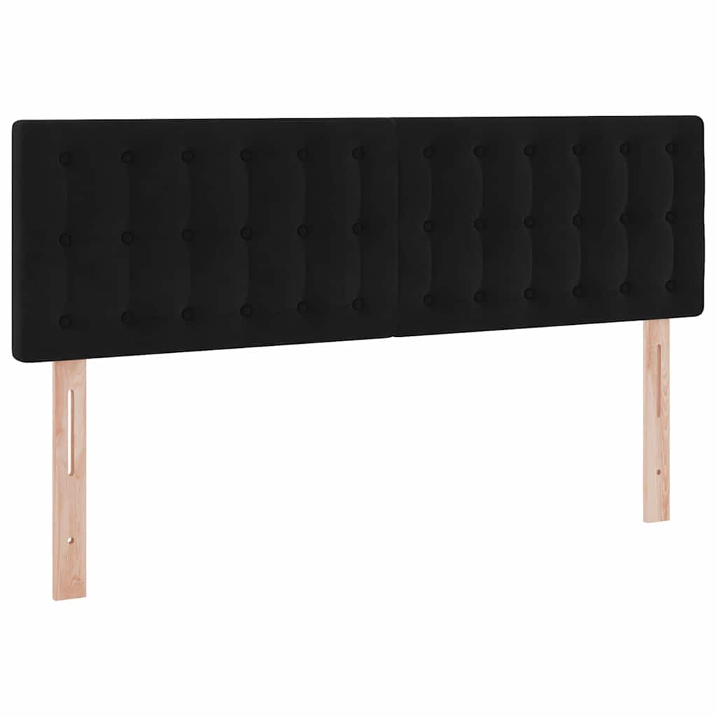 LED krevet za pohranu s madracem Crna 140 x 190 cm Baršun