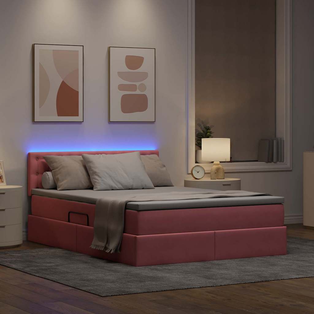 Krevet s prostorom za pohranu s LED-om Ružičasta 140 x 190 cm