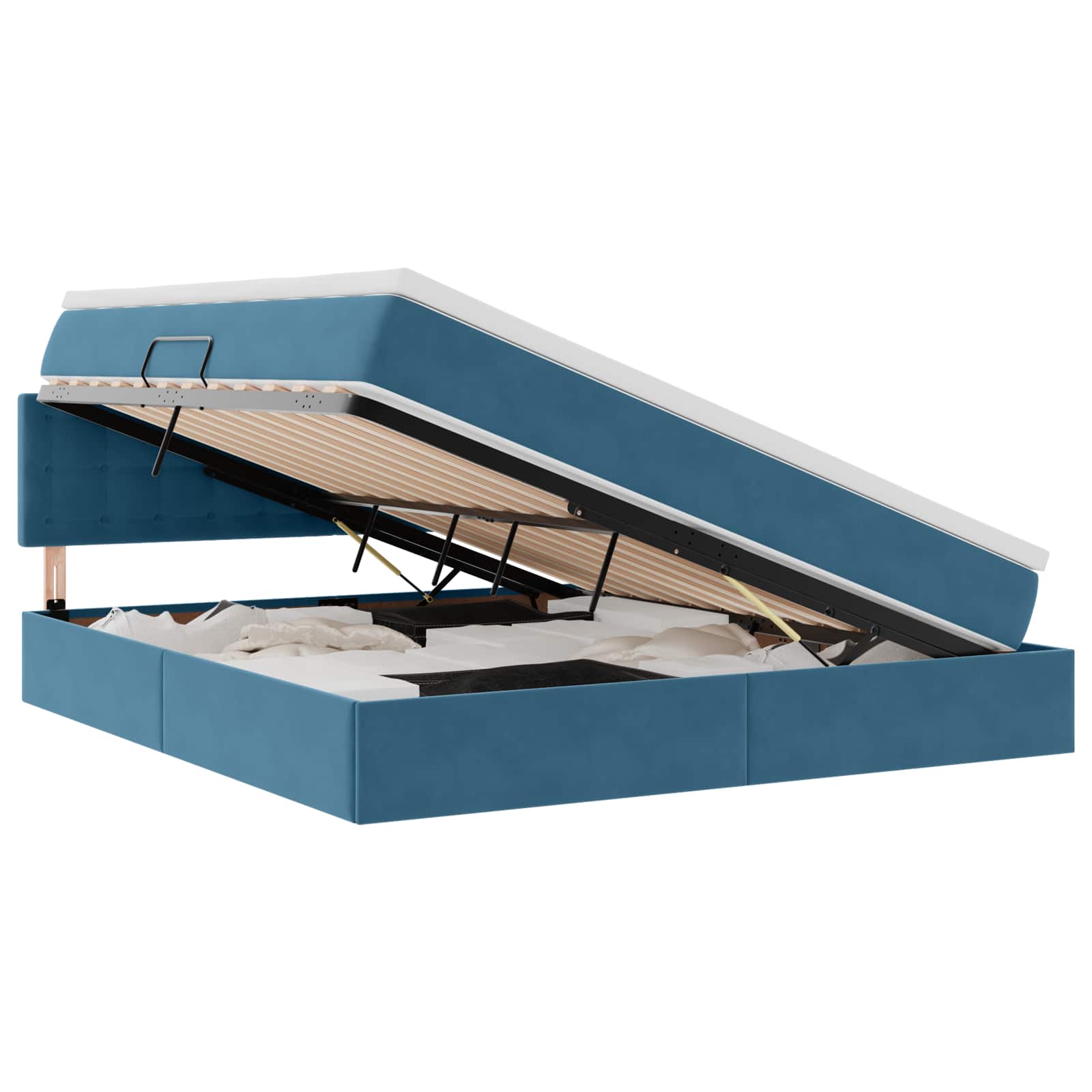 Krevet s prostorom za pohranu s LED-om Tamno plava 180 x 200 cm