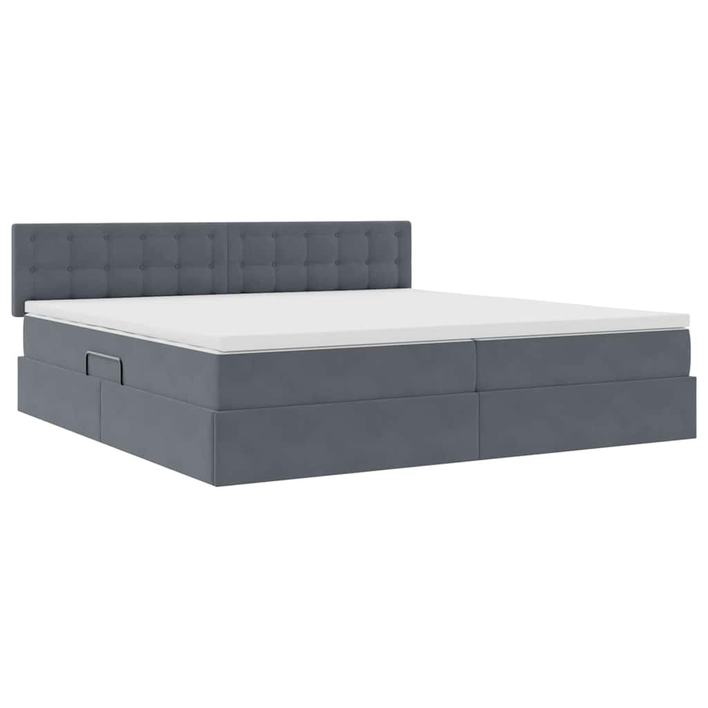Krevet s prostorom za pohranu s LED-om Tamno siva 200 x 200 cm