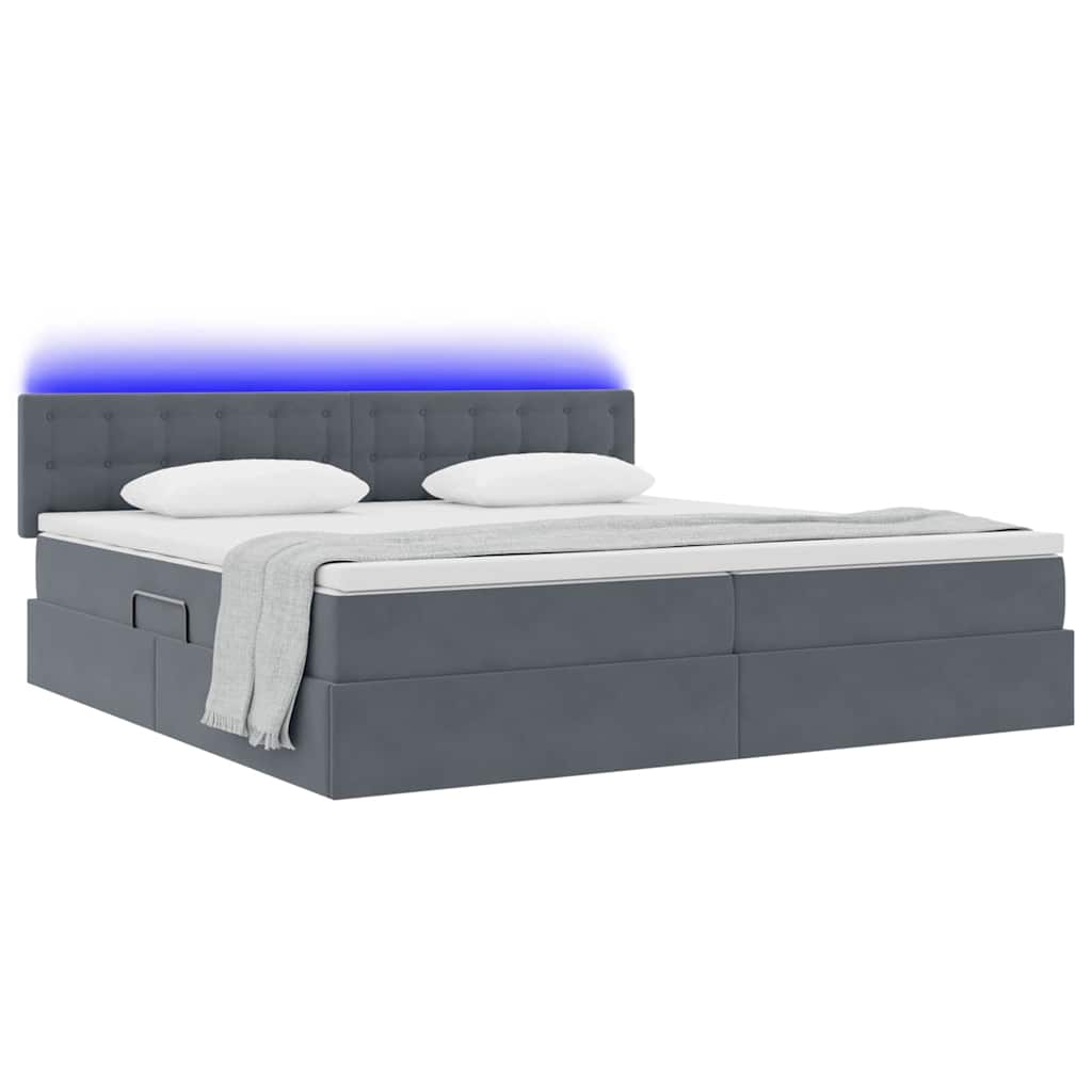 Krevet s prostorom za pohranu s LED-om Tamno siva 200 x 200 cm