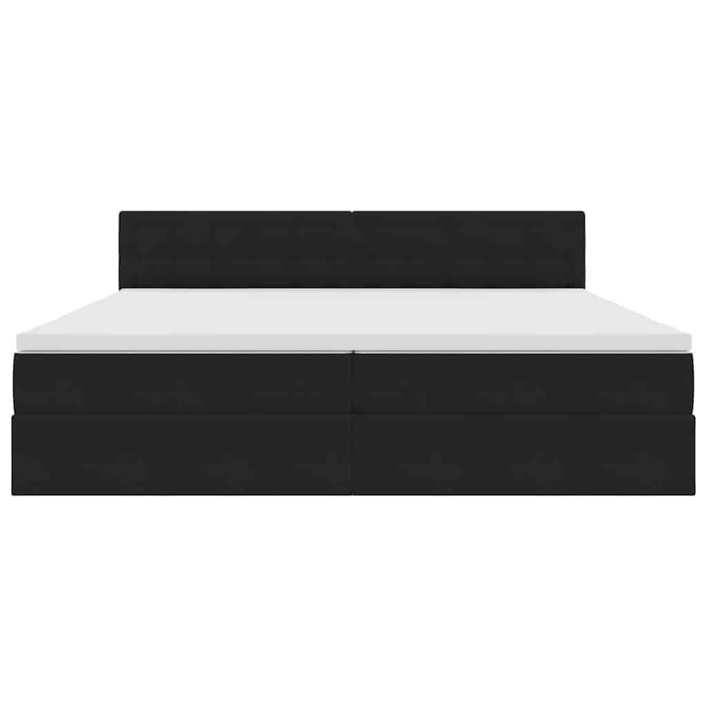 Krevet s prostorom za pohranu s LED-om Crna 200 x 200 cm Baršun