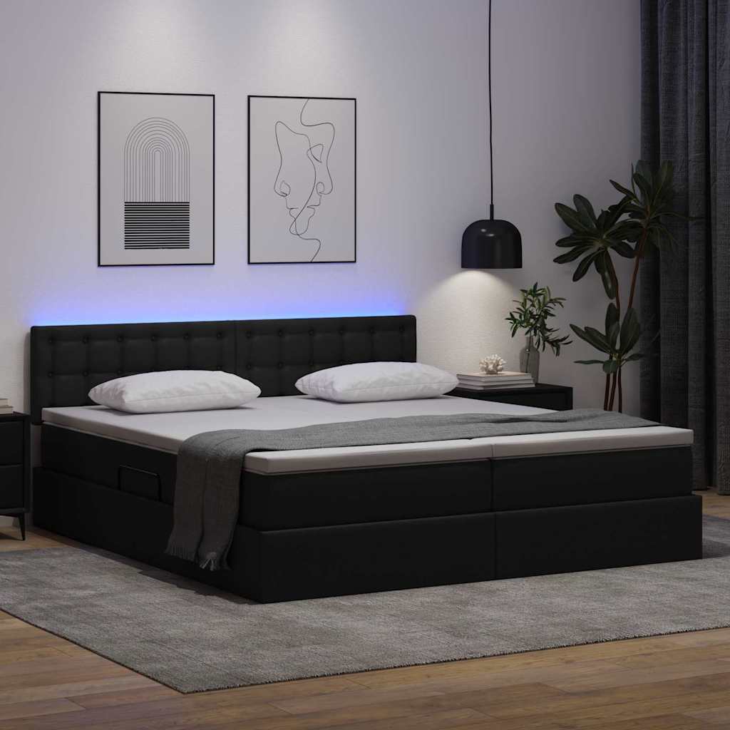 Krevet s prostorom za pohranu s LED-om Crna 180 x 200 cm