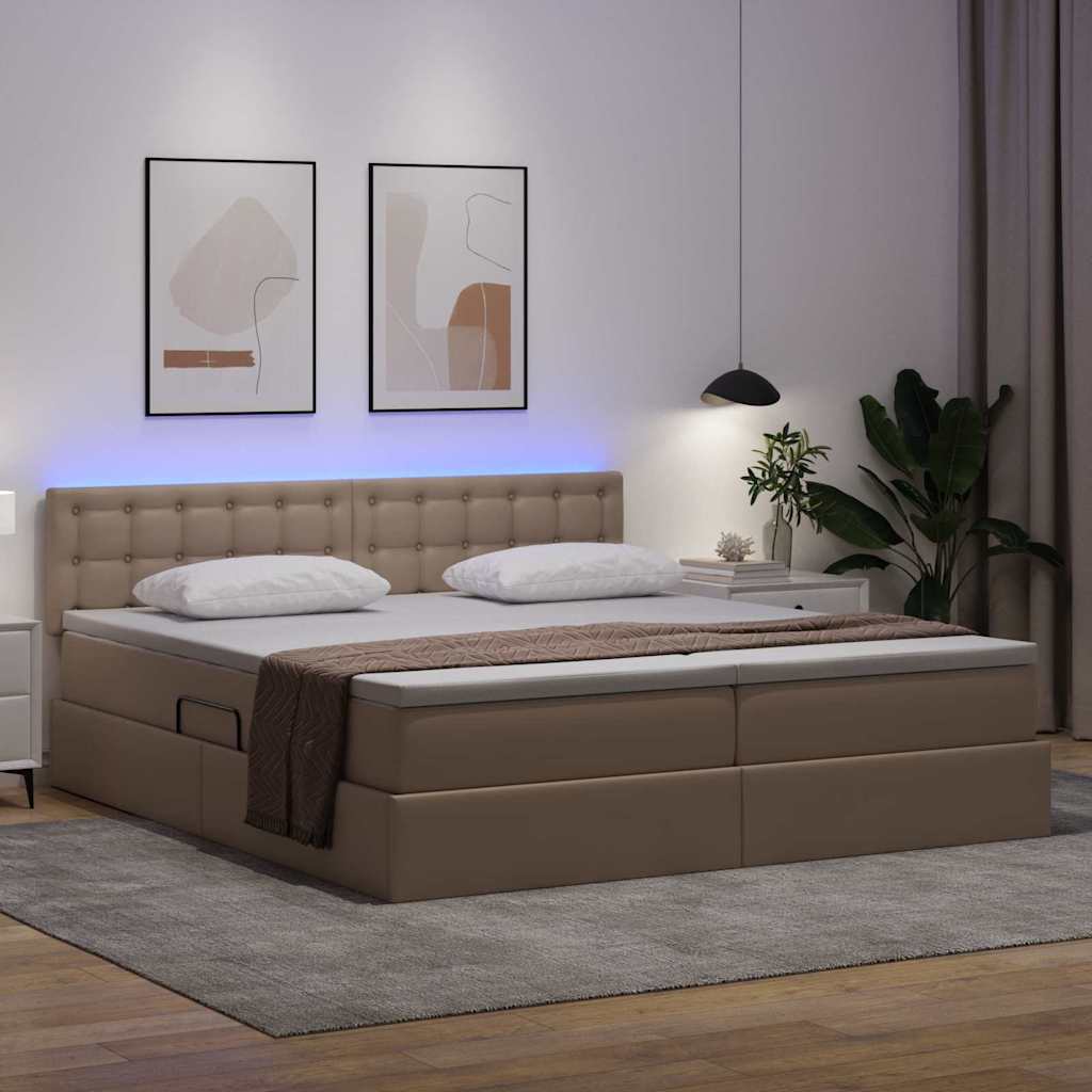 Krevet s prostorom za pohranu s LED-om Kapućino 180 x 200 cm