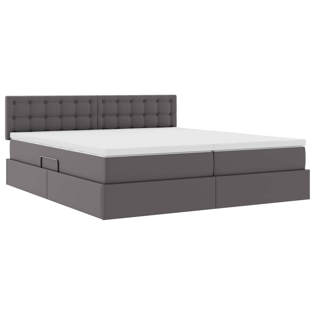 Krevet s prostorom za pohranu s LED-om Siva 200 x 200 cm