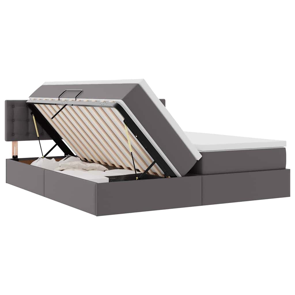 Krevet s prostorom za pohranu s LED-om Siva 200 x 200 cm