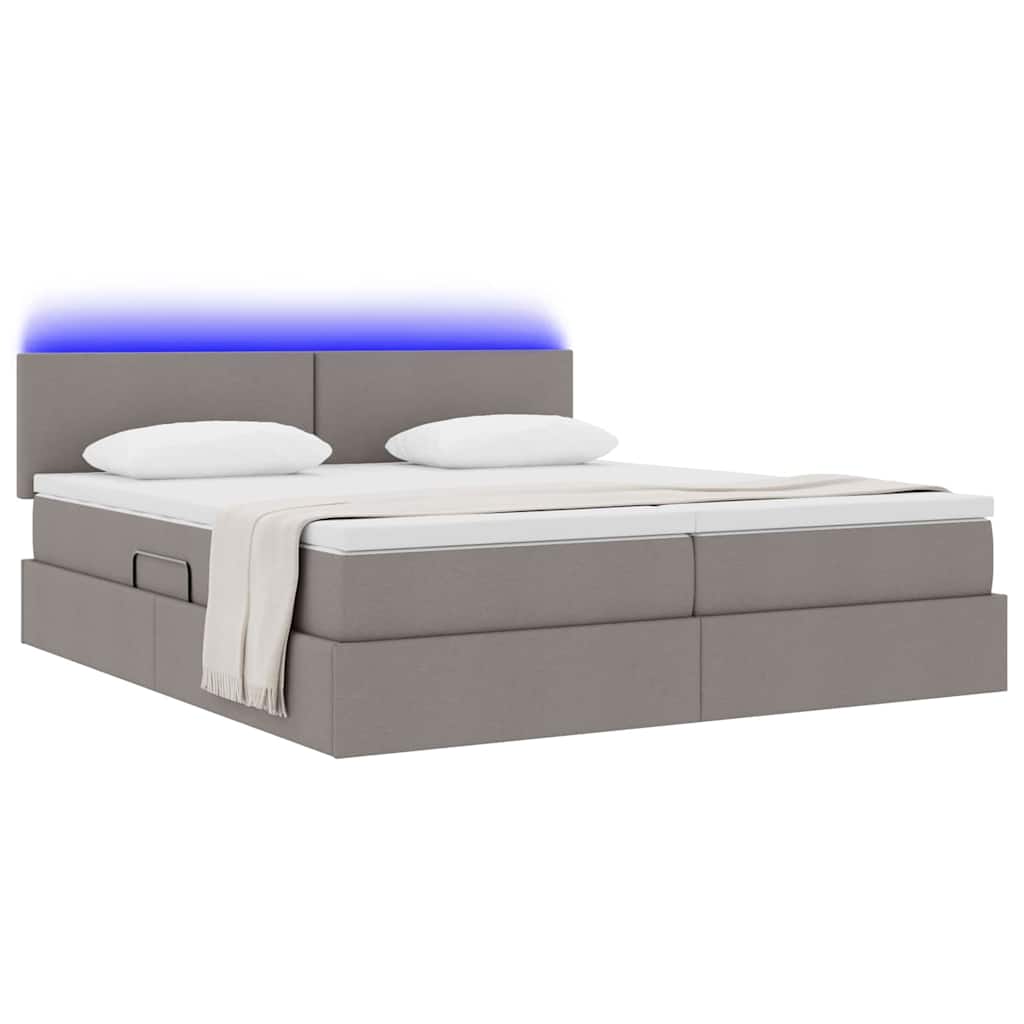 Krevet S LED lampica s pohranom Sivo-smeđa 180 x 200 cm tkanina