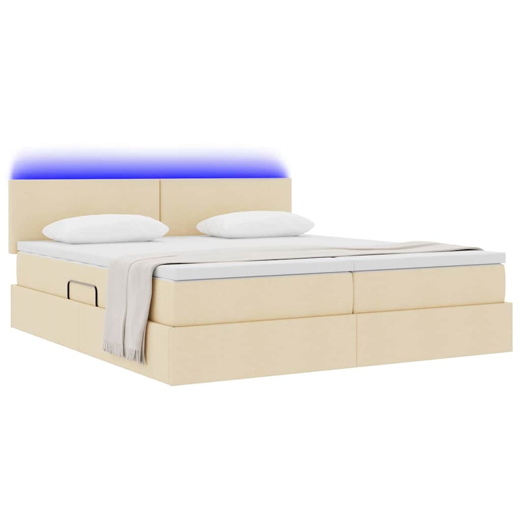 Krevet S LED lampica s uzglavljem Krema 180 x 200 cm tkanina