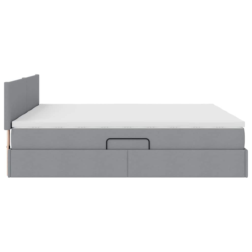 Krevet S LED lampica Svijetlo siva 200 x 200 cm tkanina