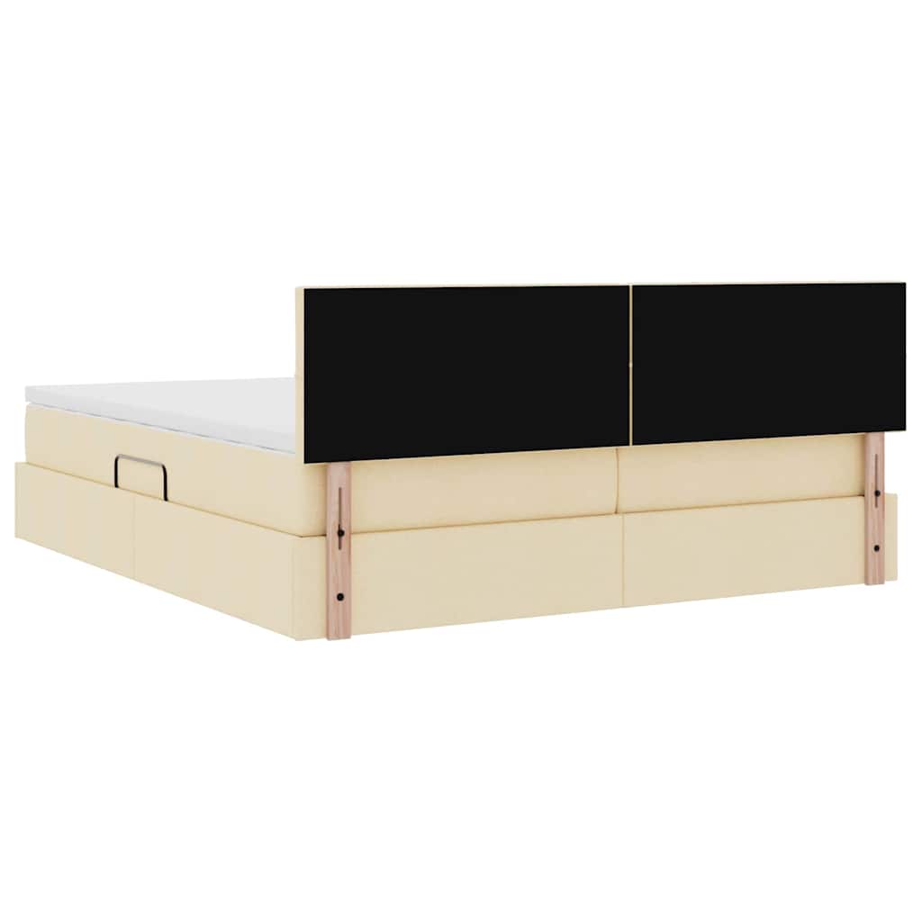 LED krevet za pohranu s madracem Krema 200 x 200 cm Tkanina