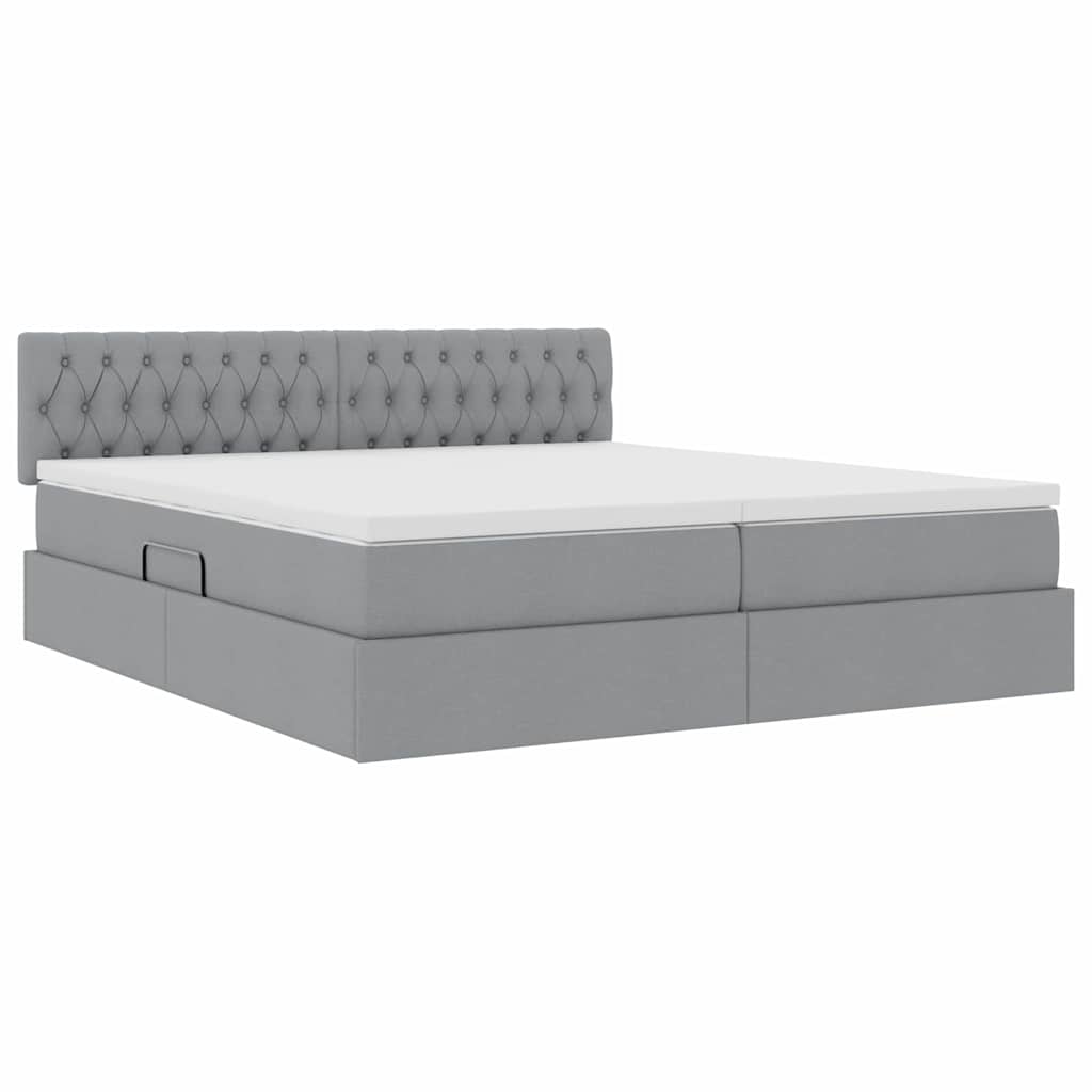 LED krevet za pohranu s madracem Svjetlosiva 200 x 200 cm