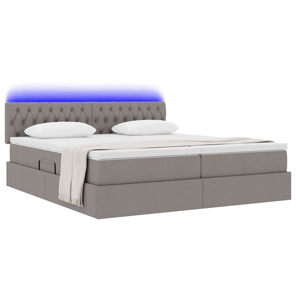 Krevet S LED lampica s pohranom Sivo-smeđa 200 x 200 cm tkanina