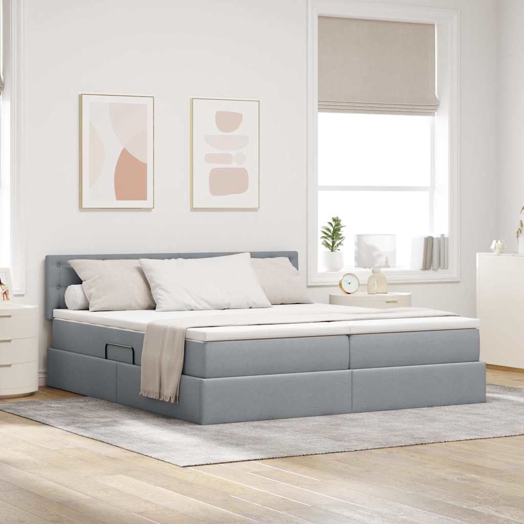 Krevet S LED lampica Svijetlo siva 180 x 200 cm tkanina