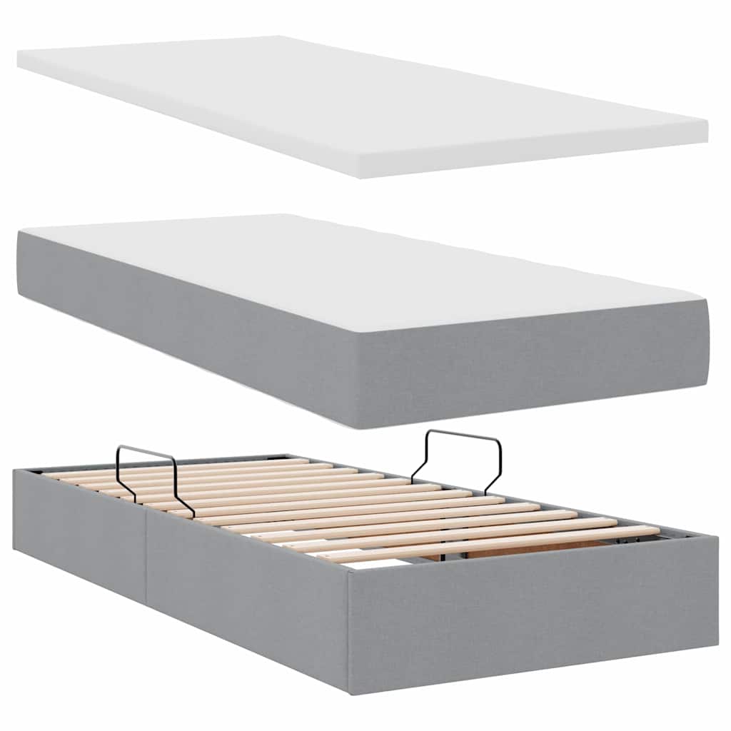 Krevet S LED lampica Svijetlo siva 180 x 200 cm tkanina