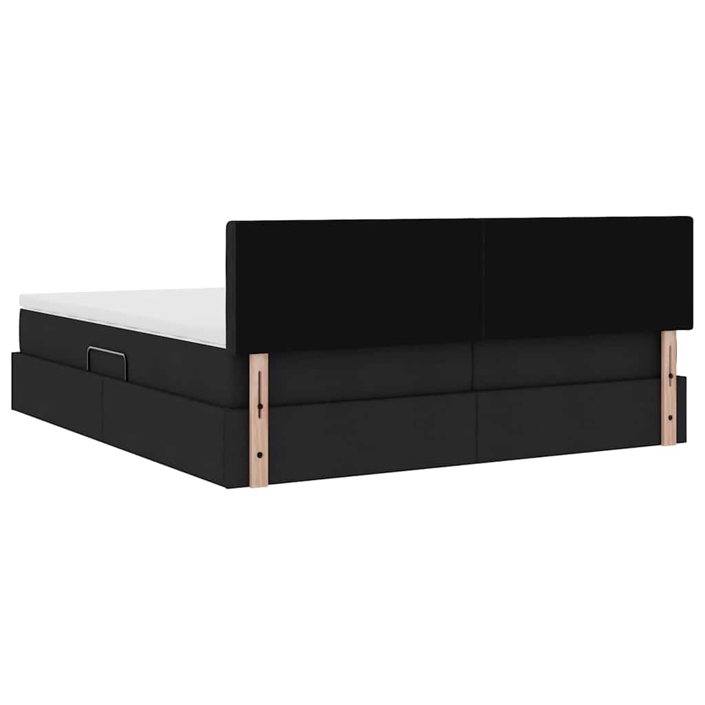 Krevet S LED lampica s uzglavljem Crna 180 x 200 cm tkanina
