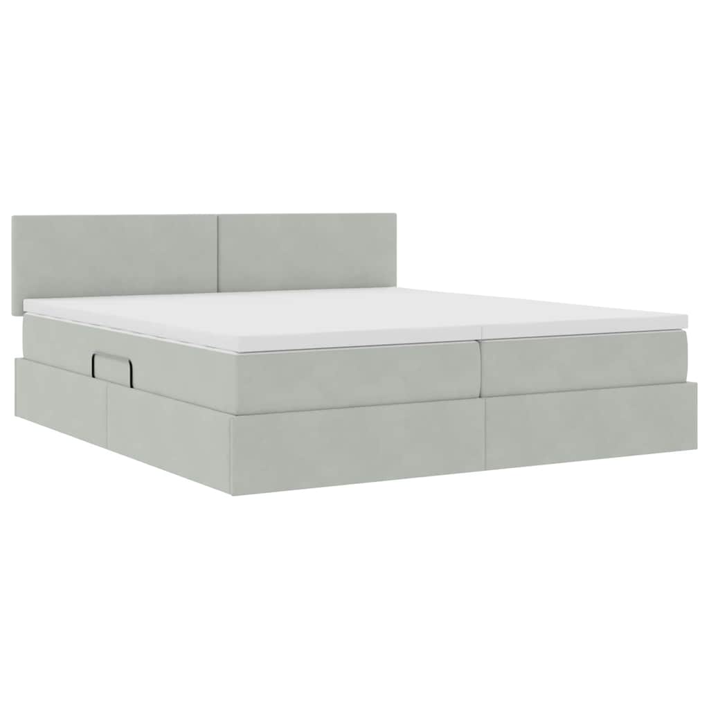 LED krevet za pohranu s madracem Svjetlosiva 180 x 200 cm