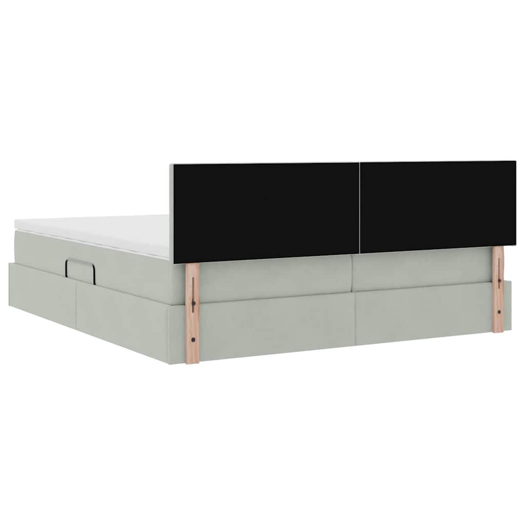 Krevet s LED trakama Svijetlo siva 180 x 200 cm Baršun