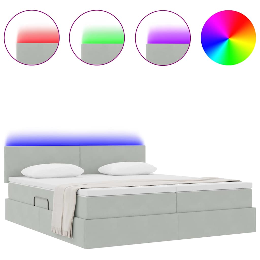 Krevet s LED trakama Svijetlo siva 180 x 200 cm Baršun