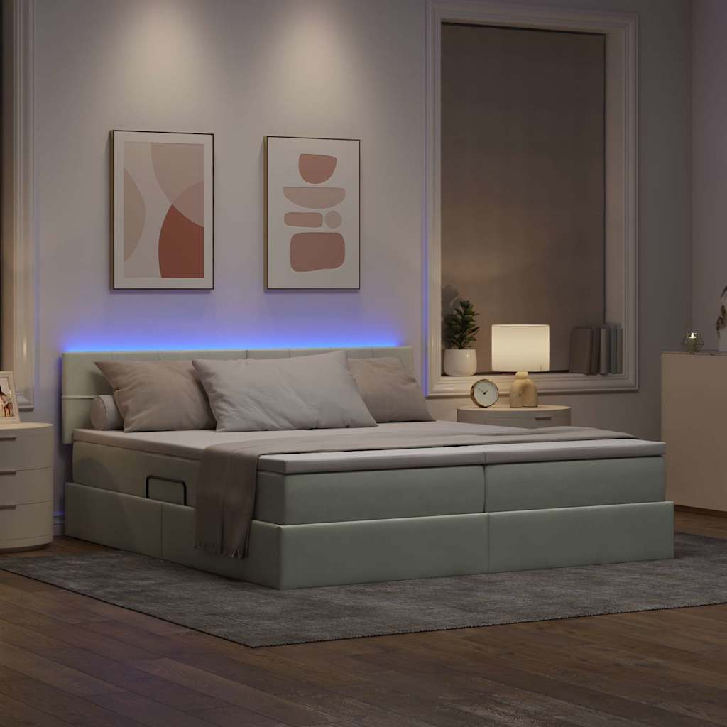 Krevet s LED trakama Svijetlo siva 180 x 200 cm Baršun