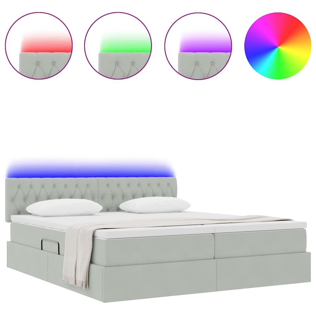 Krevet s LED trakama Svijetlo siva 180 x 200 cm Baršun