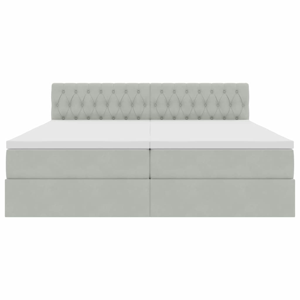 LED krevet za pohranu s madracem Svjetlosiva 200 x 200 cm