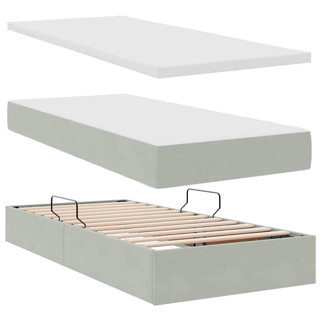 Krevet s LED trakama Svijetlo siva 200 x 200 cm Baršun