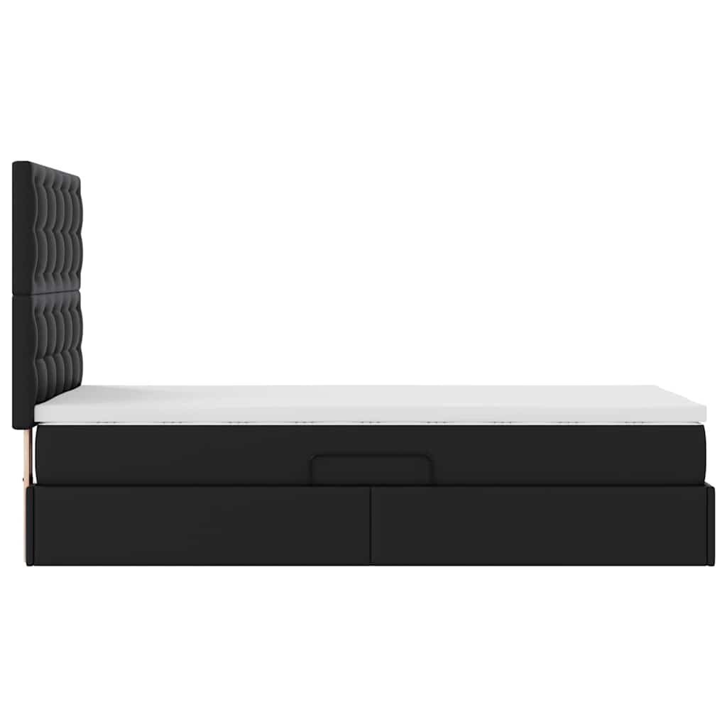 Krevet s od storage s madracem Crna 90 x 190 cm Lažna koža