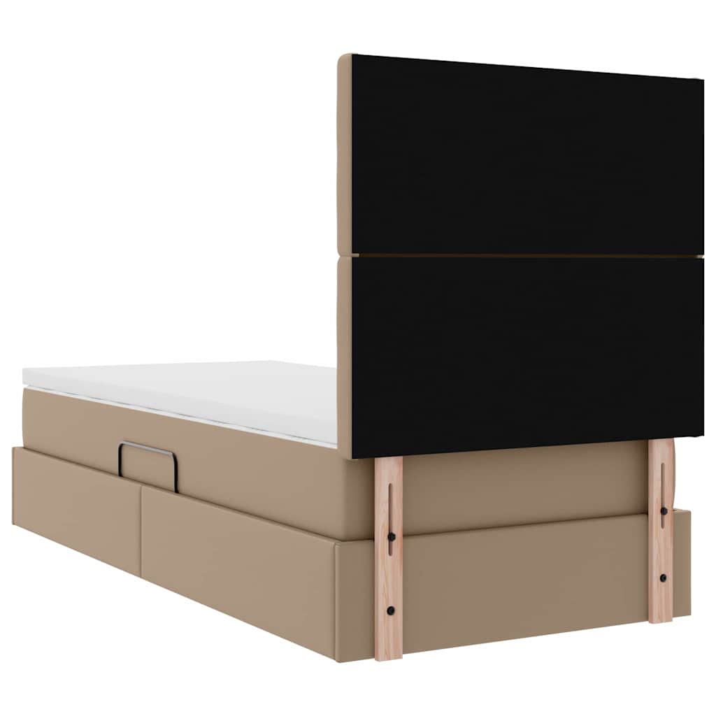 Krevet s od storage s madracem Kapućino 90 x 190 cm Lažna koža