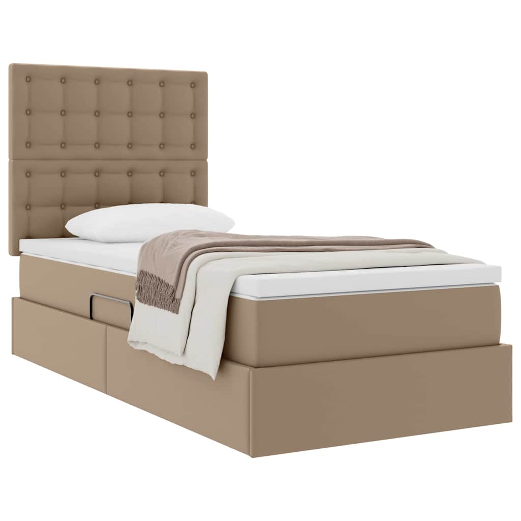 Krevet s od storage s madracem Kapućino 90 x 190 cm Lažna koža